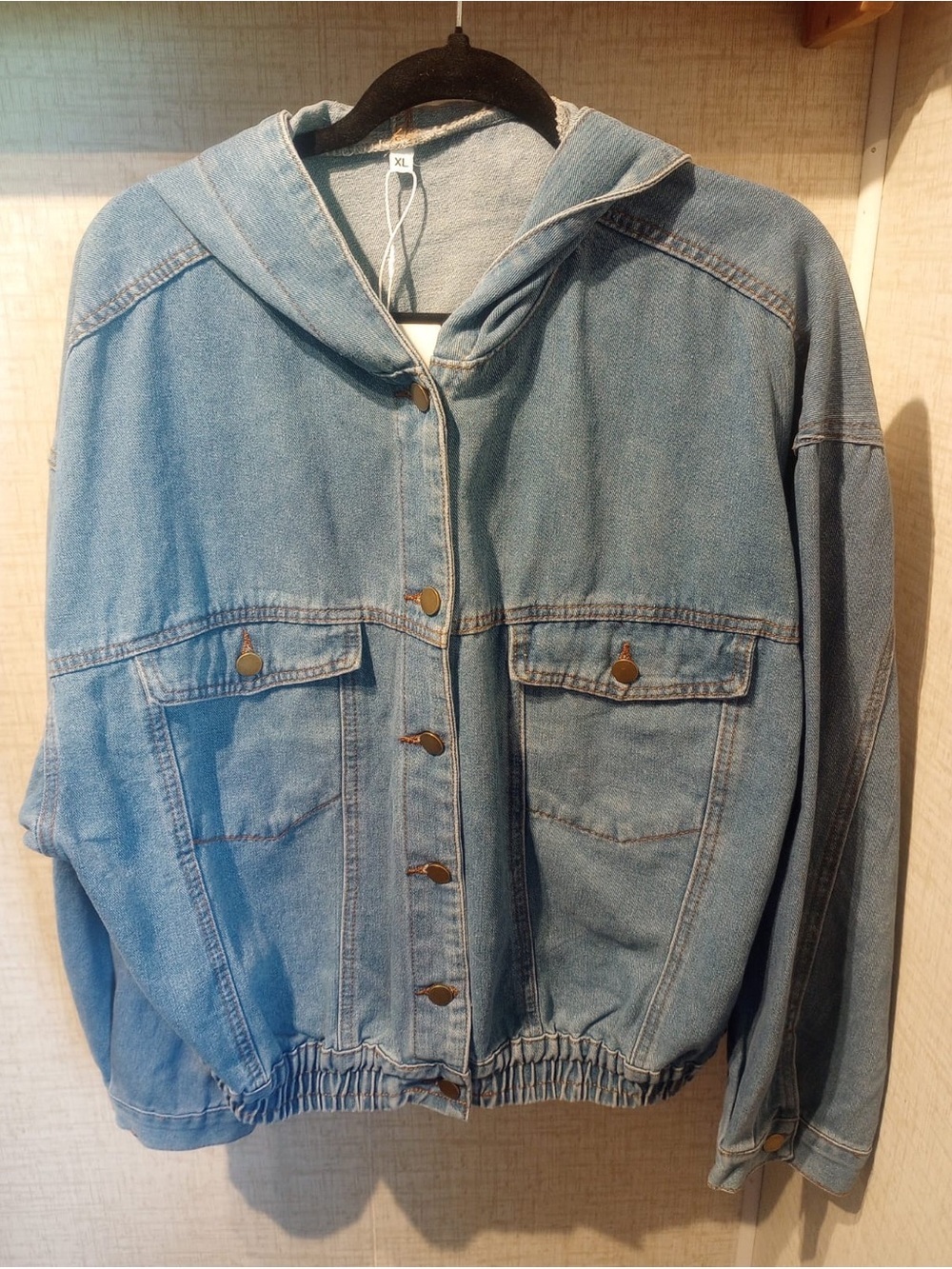 Women's Light Blue Hooded Denim Jacket - Picture 2 of 9